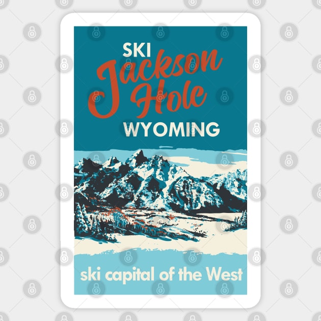 Ski Jackson Hole Wyoming Vintage Ski Poster Sticker by ROEDERcraft